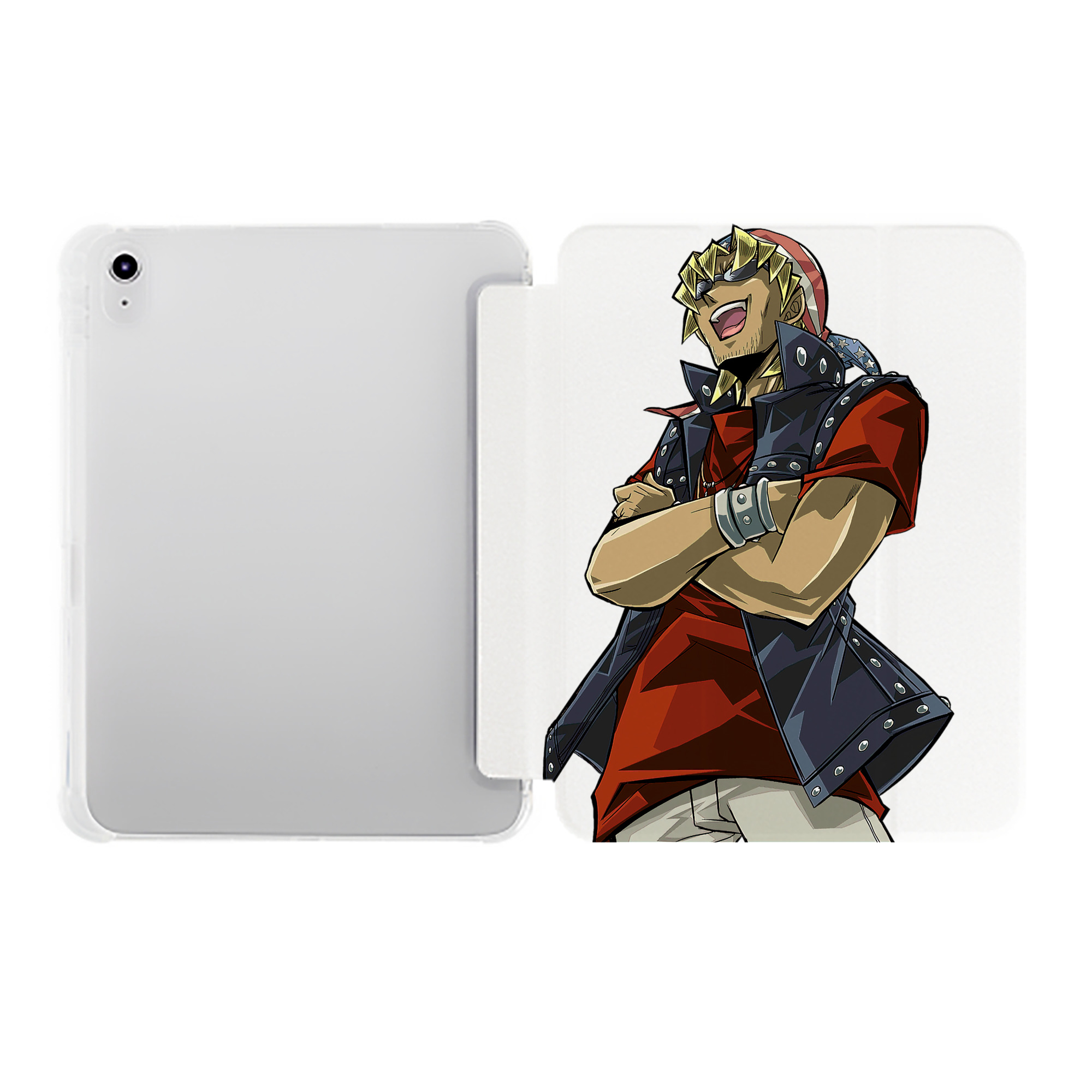 （画像用） 遊☆戯☆王 Yu-Gi-Oh! IPad ケース ペン収納付き 三つ折りスタンド PUレザー×シリコン 対応機種9.5/10.5/10.9インチ